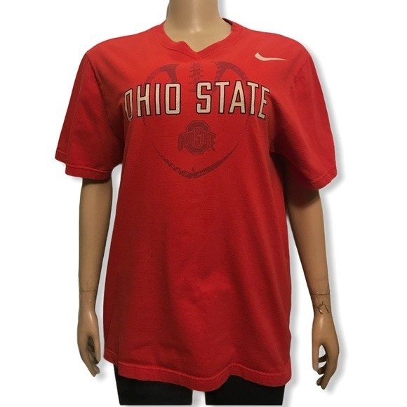 Nike OHIO State Buckeyes Football Graphic T Shirt short Sleeve Red NCAA size L - Picture 1 of 10